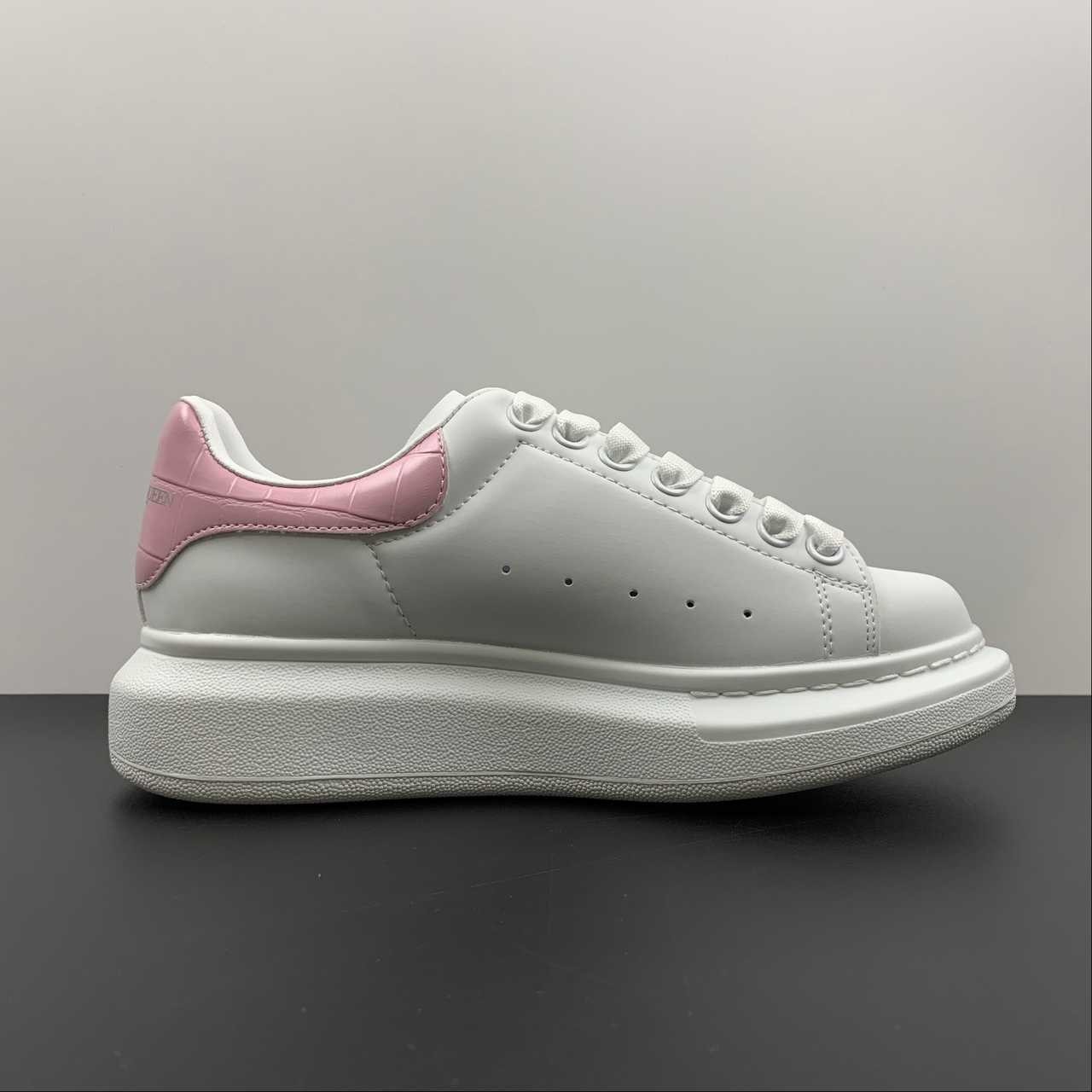 Alexander McQueen Oversized Sneaker White Pink Croc Heel Leather Platform Casual