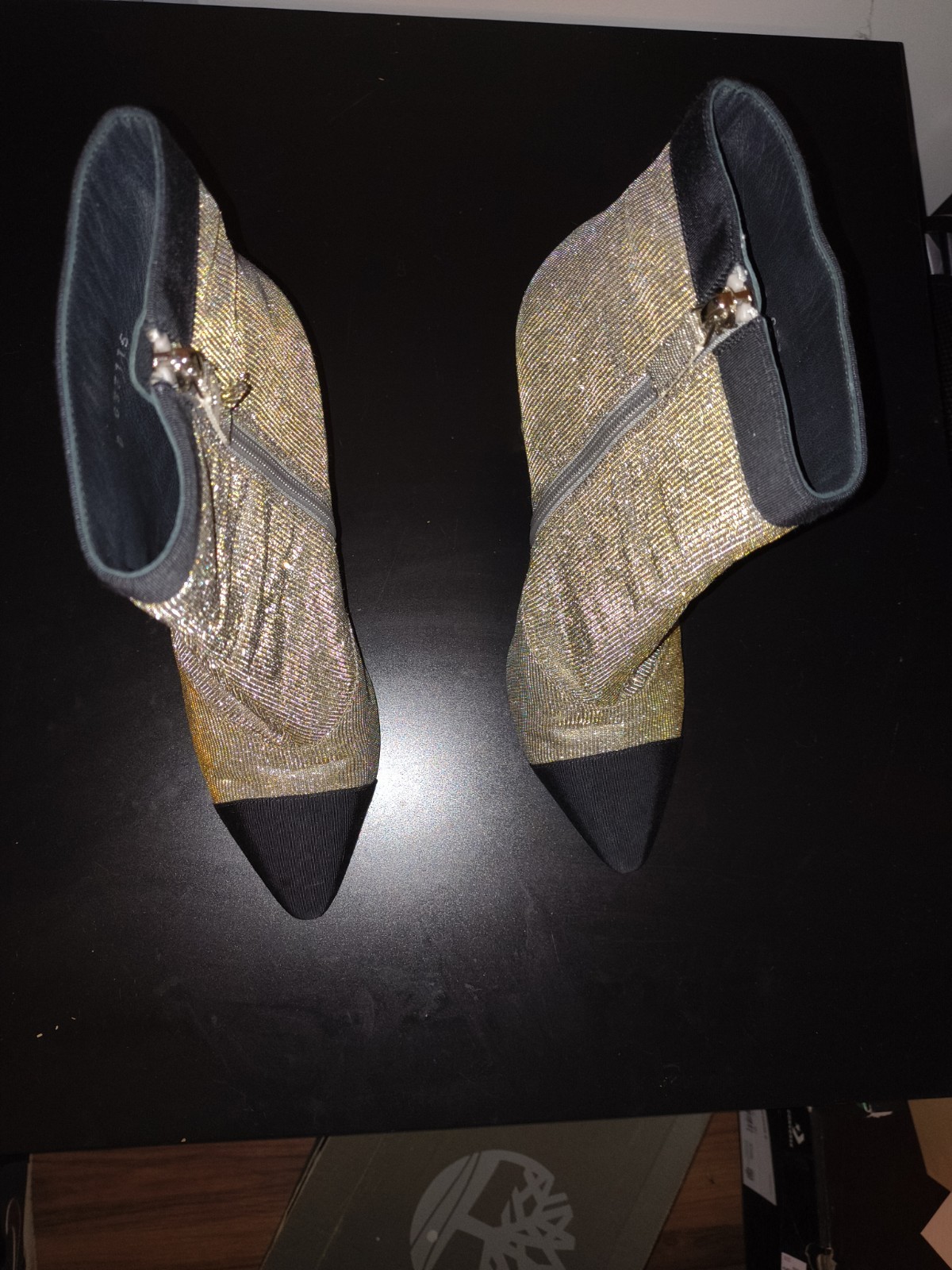 Chanel Glitter Logo Ankle Booties