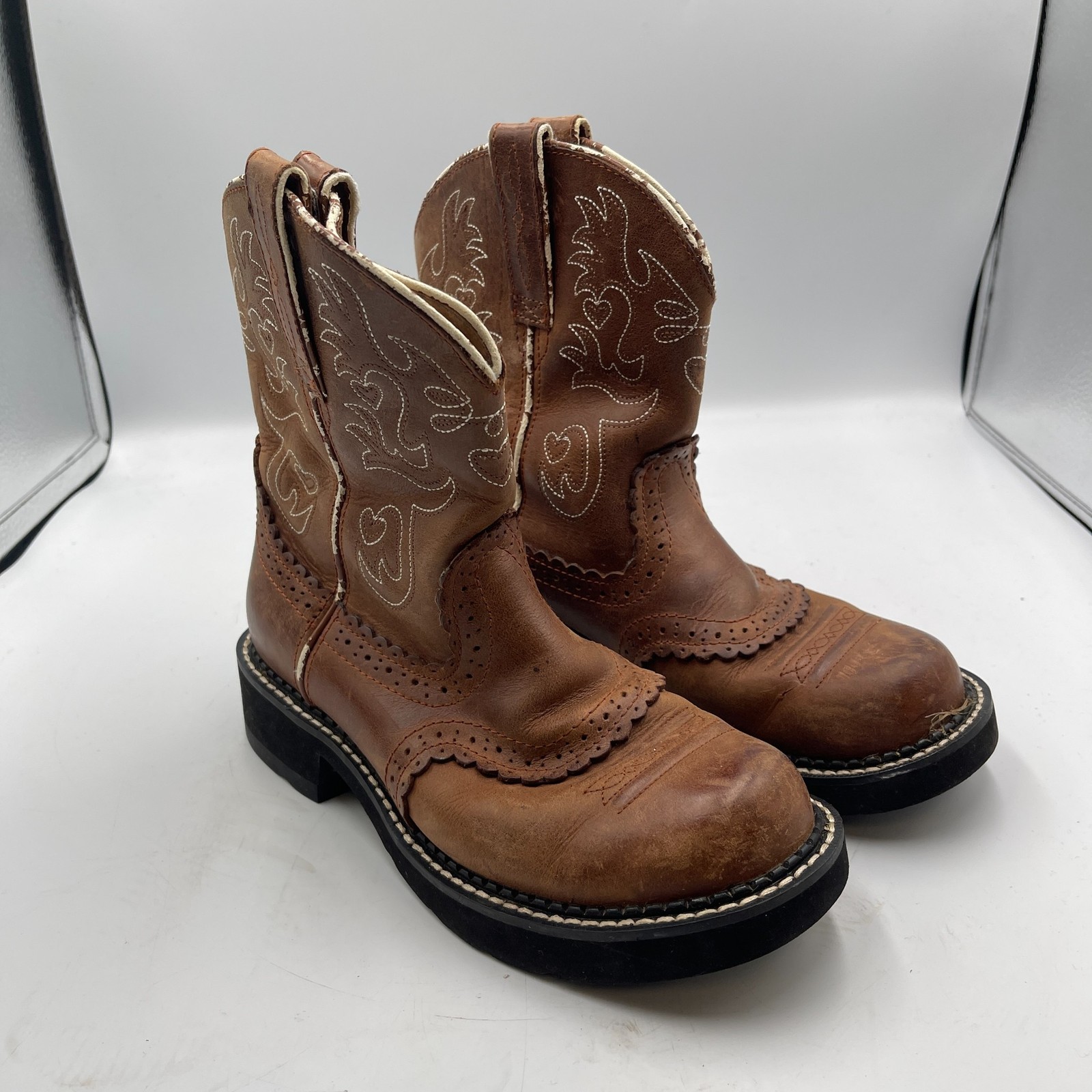 Ariat Fatbaby 10000860 Women’s 7 B Ankle Boots Saddle Leather Cowgirl Western