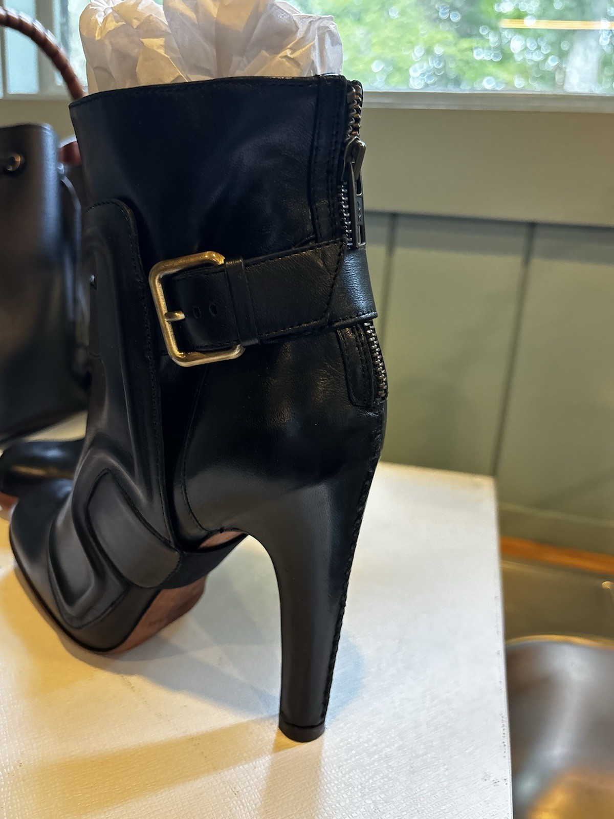 NIB Derek Lam Armour Tronchetto Black Leather Platform Ankle Boots 39.5 Rare