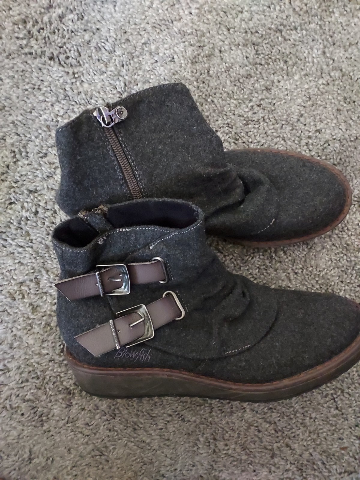Woman’s Blowfish Malibu Buckle Flannel Ankle Boots Size 8
