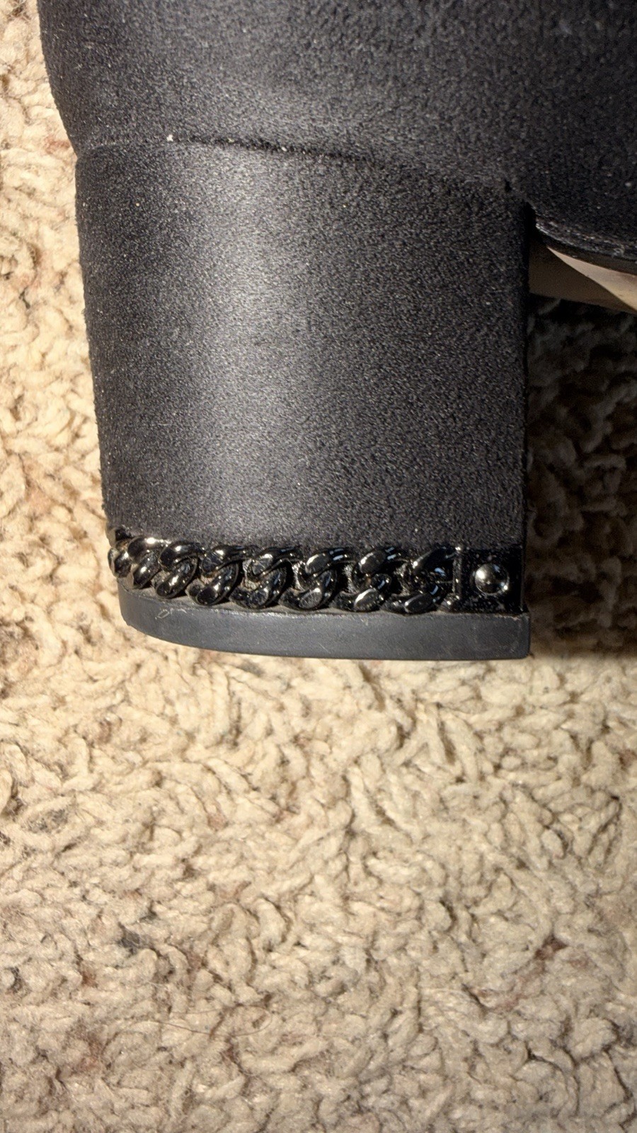 Michael Kors Black Over-the-Knee Riding Boots Chain Zipper Textile Leather 8