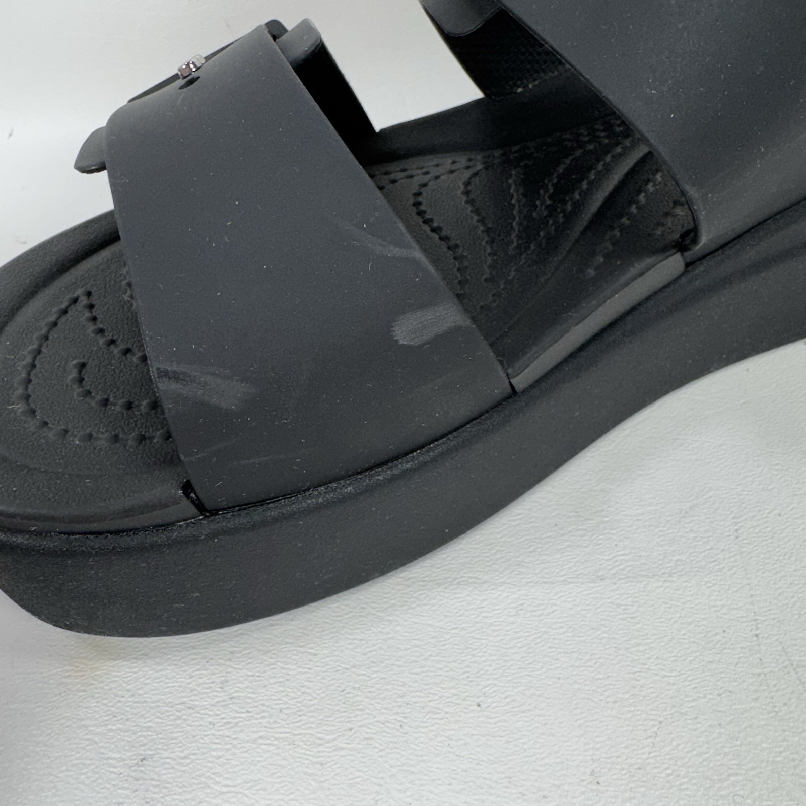 Crocs Brooklyn Buckle Low Wedge Platform Slide Sandals Black Women’s Size 11