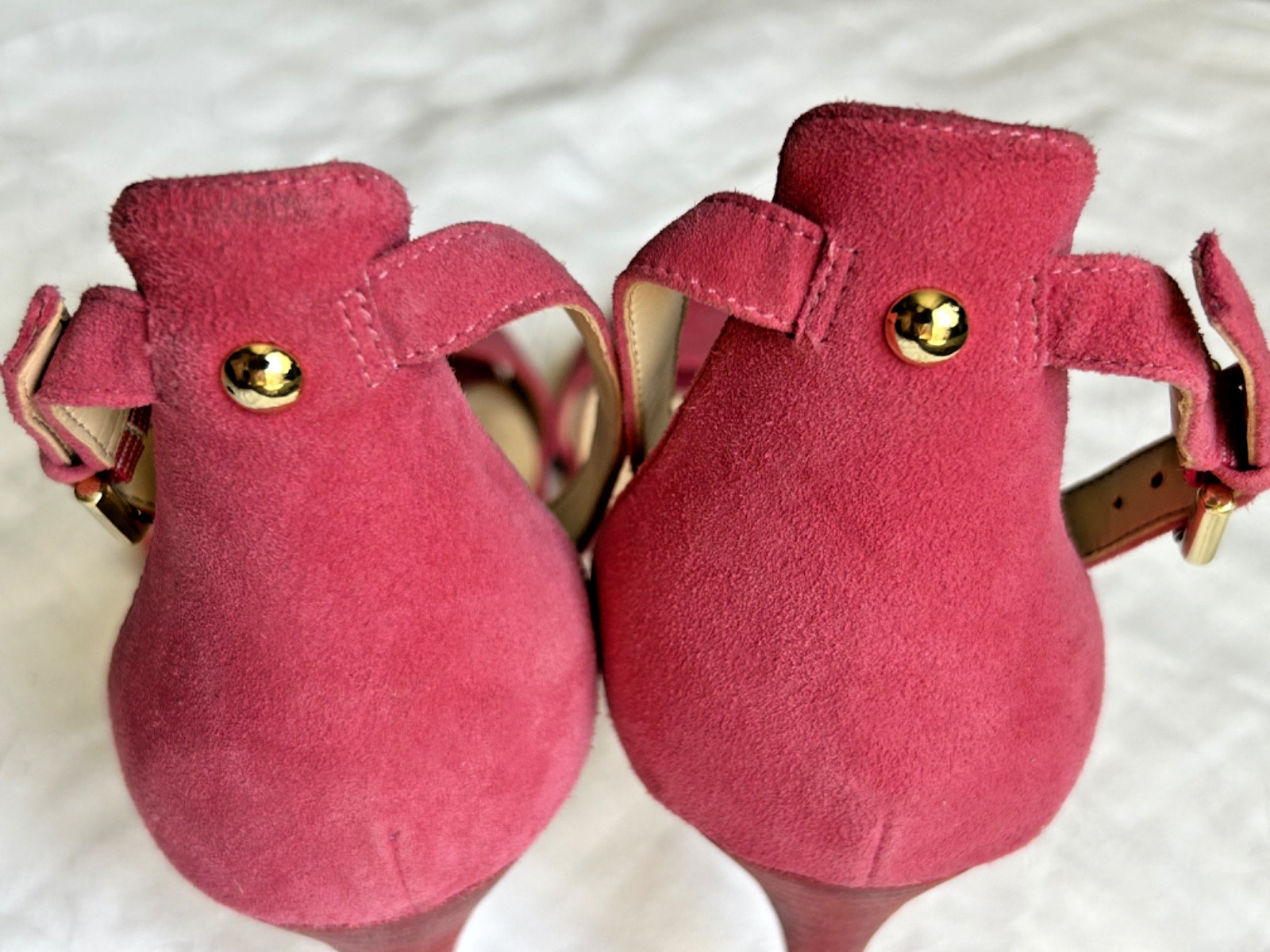 NINE WEST Fuchsia Pink Leather Strapped Heels Sandal Stiletto Heel Womens 11M
