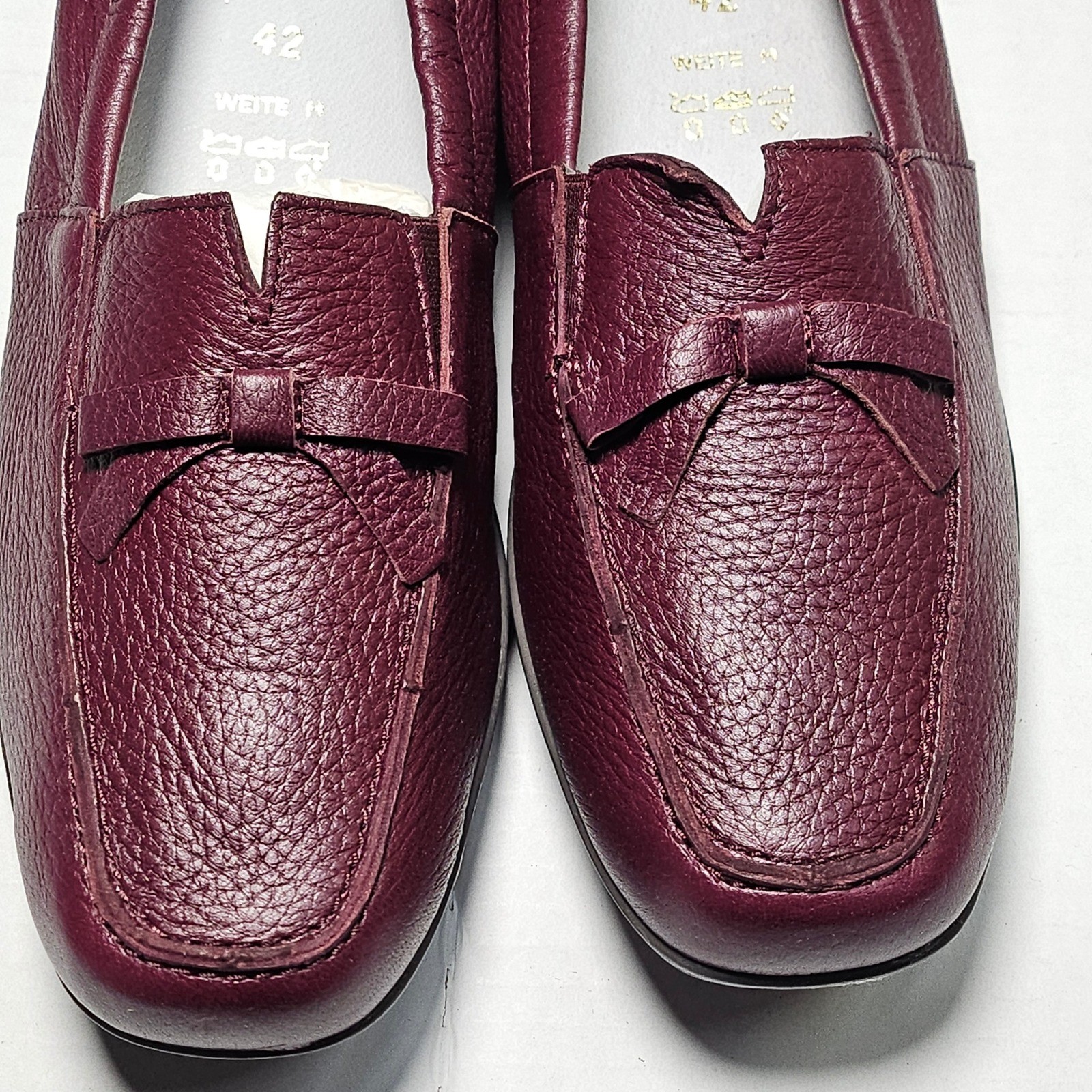 Vitaform Plum Red Leather Loafer Flats Bow Comfort Shoes Womens EU 42/US 12