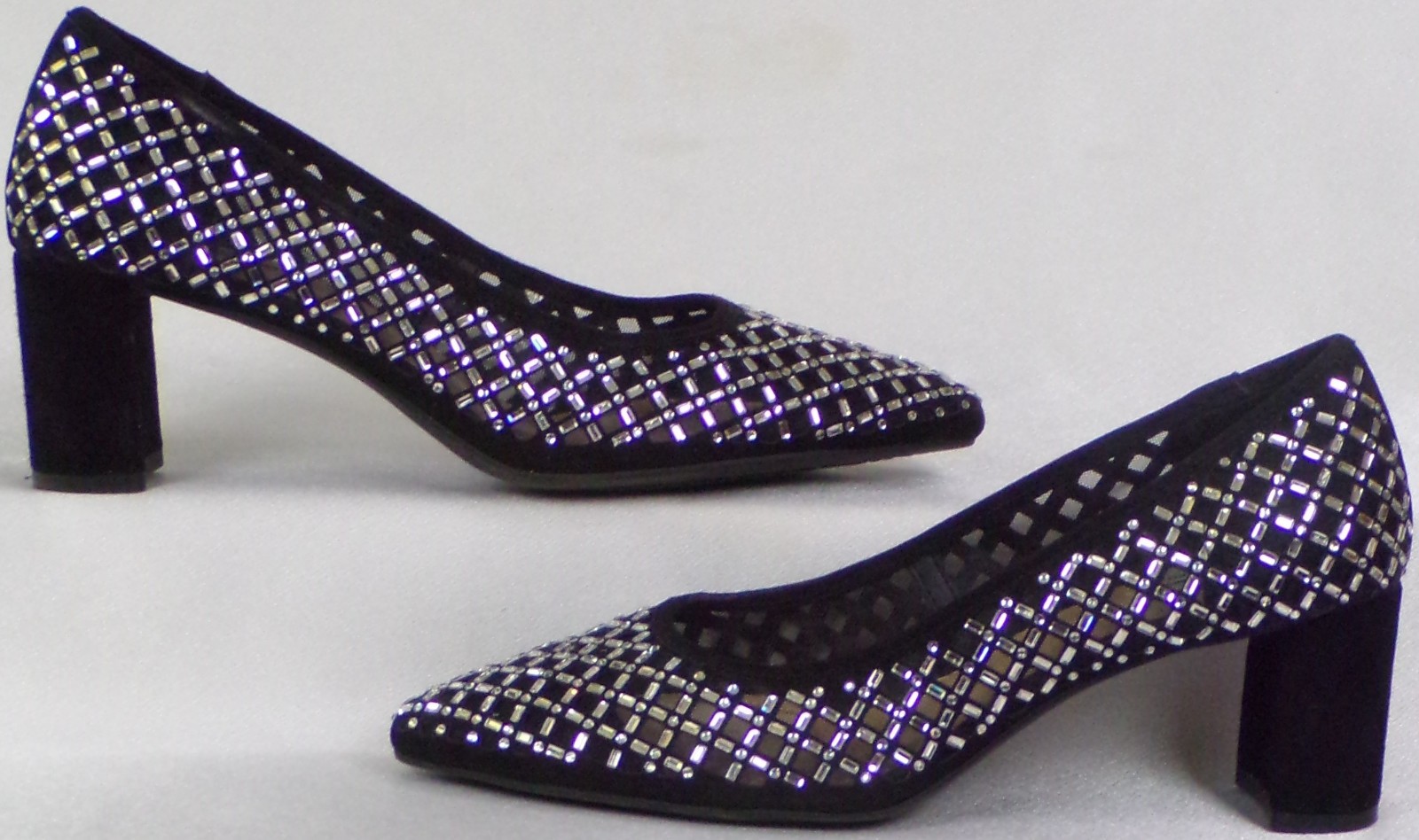 ALEX MARIE size 9M black mid-heel point-toe party pumps jeweled uppers