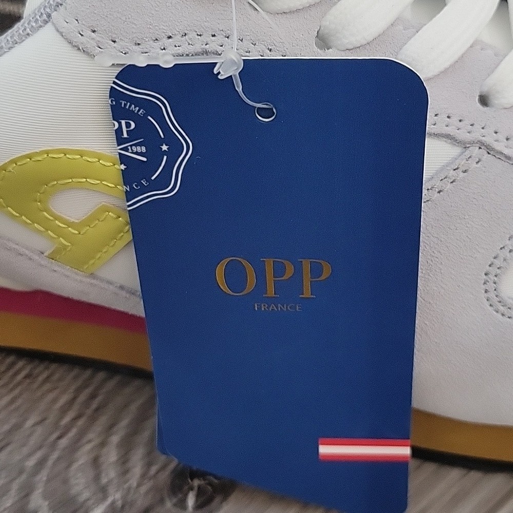 OPP France Designer Womens White Lace Up Suede Leathet Sneakers 9.5/41EU NIB