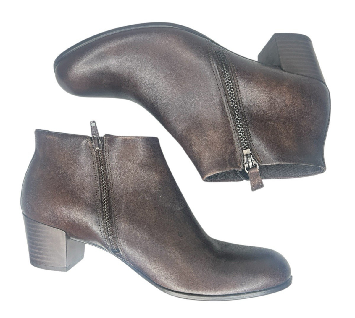 ECCO SHAPE M35 Zip Cocoa Brown Leather Ankle Boot Women’s Sz EU41/US10-10.5