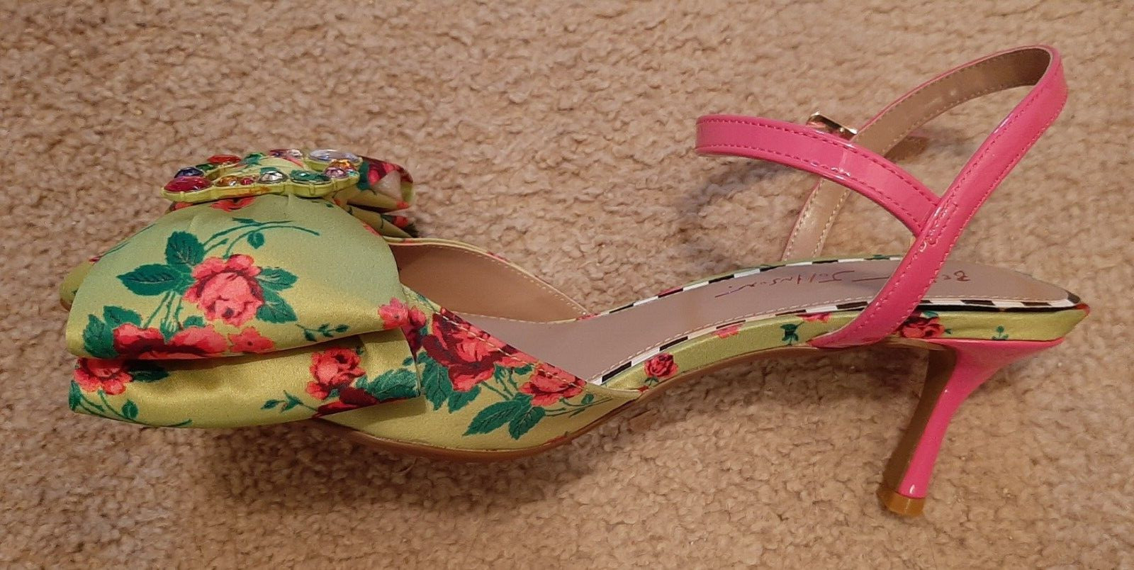 Betsey Johnson / Stripes Casual Style Blended Fabrics Street Style Pin Heels NEW
