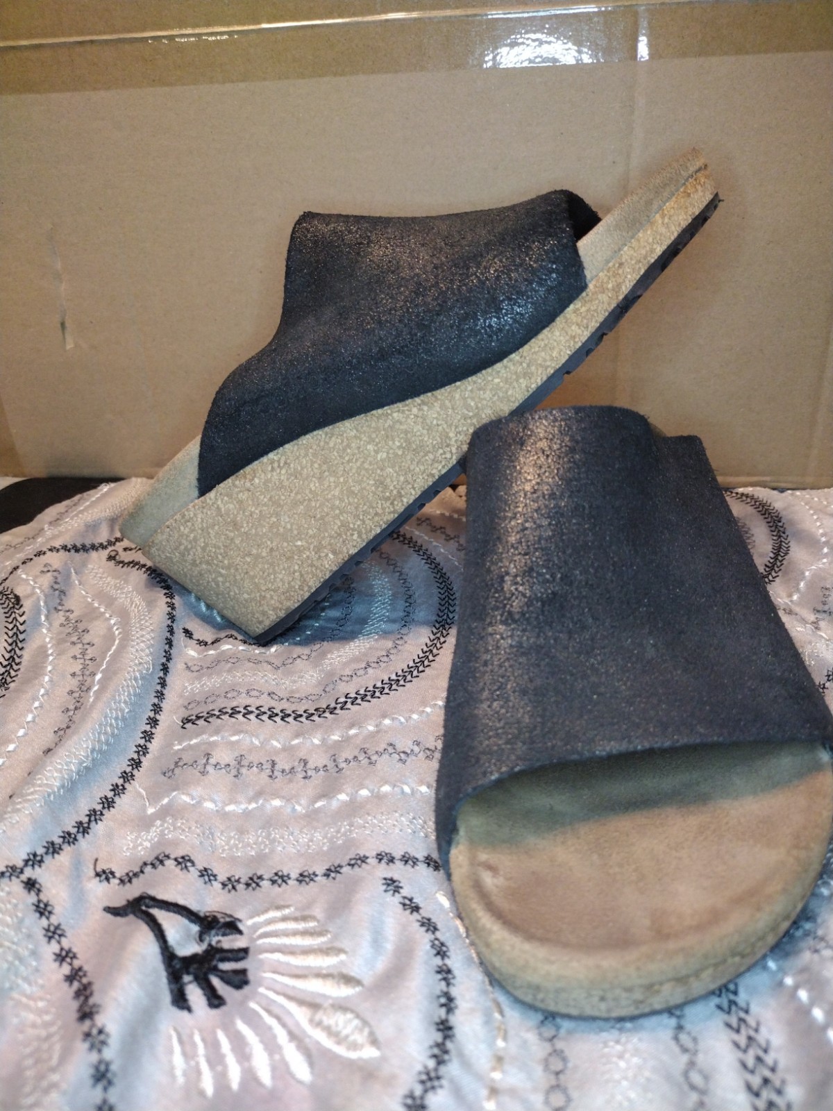 Birkenstock Papillio Namica Womens Size US 7-7 1/2 Black Wedge Slide Sandals