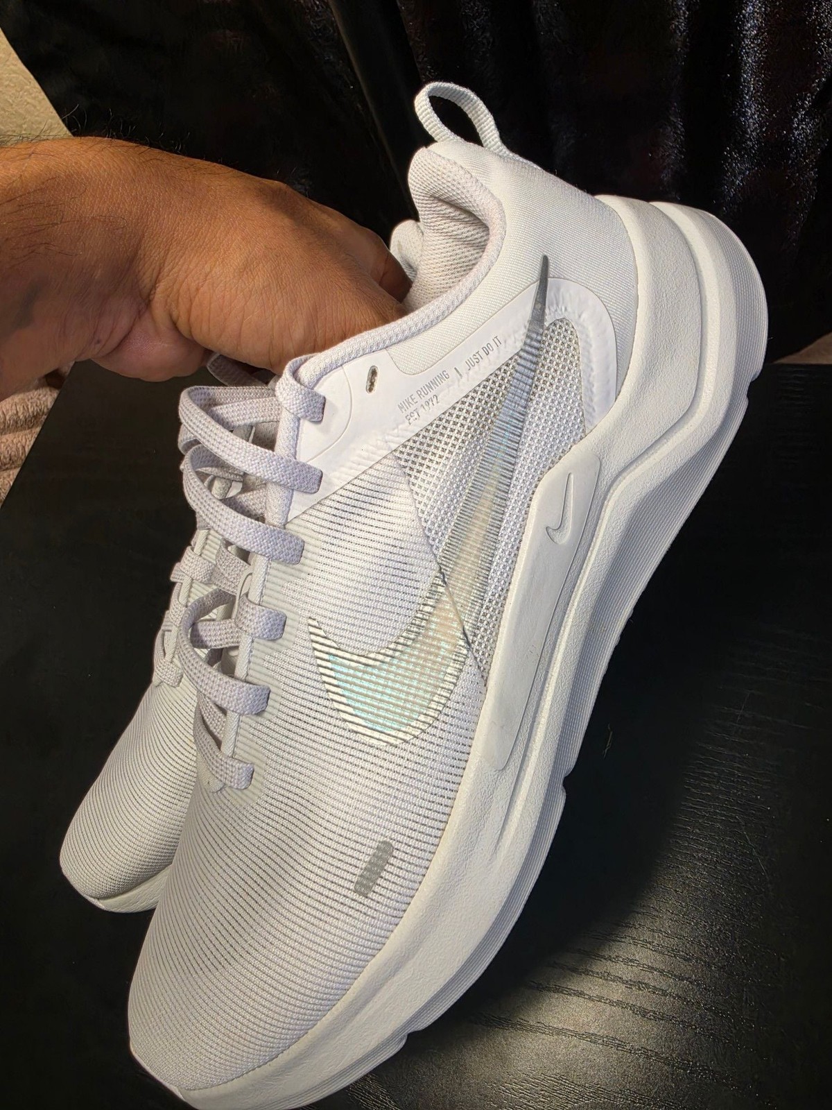 Nike Downshifter 12 White Metallic Running Sneakers DD9294-100