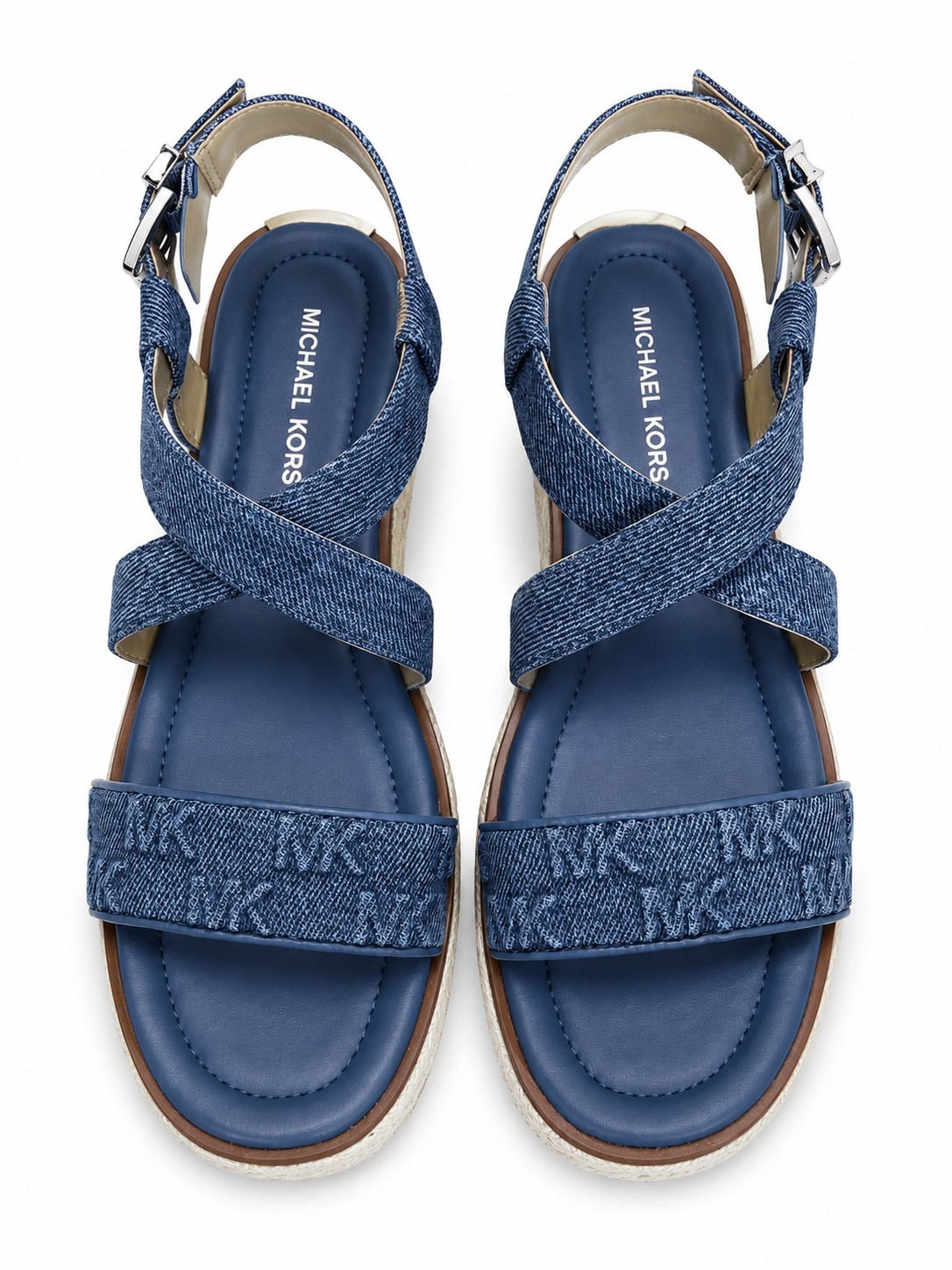 Michael Kors Lynn Espadrille Sandals 8.5 Denim Union Wash Platform NIB