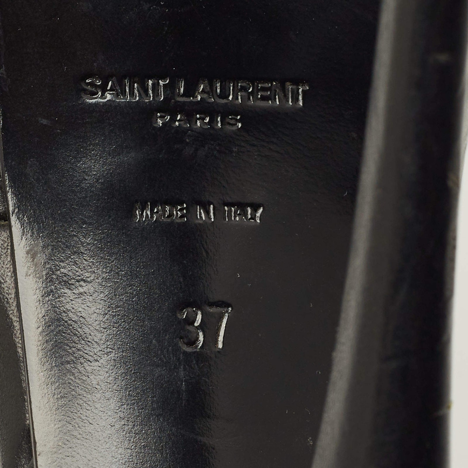 Saint Laurent Tribute Size 37 Black Leather Platform Sandals