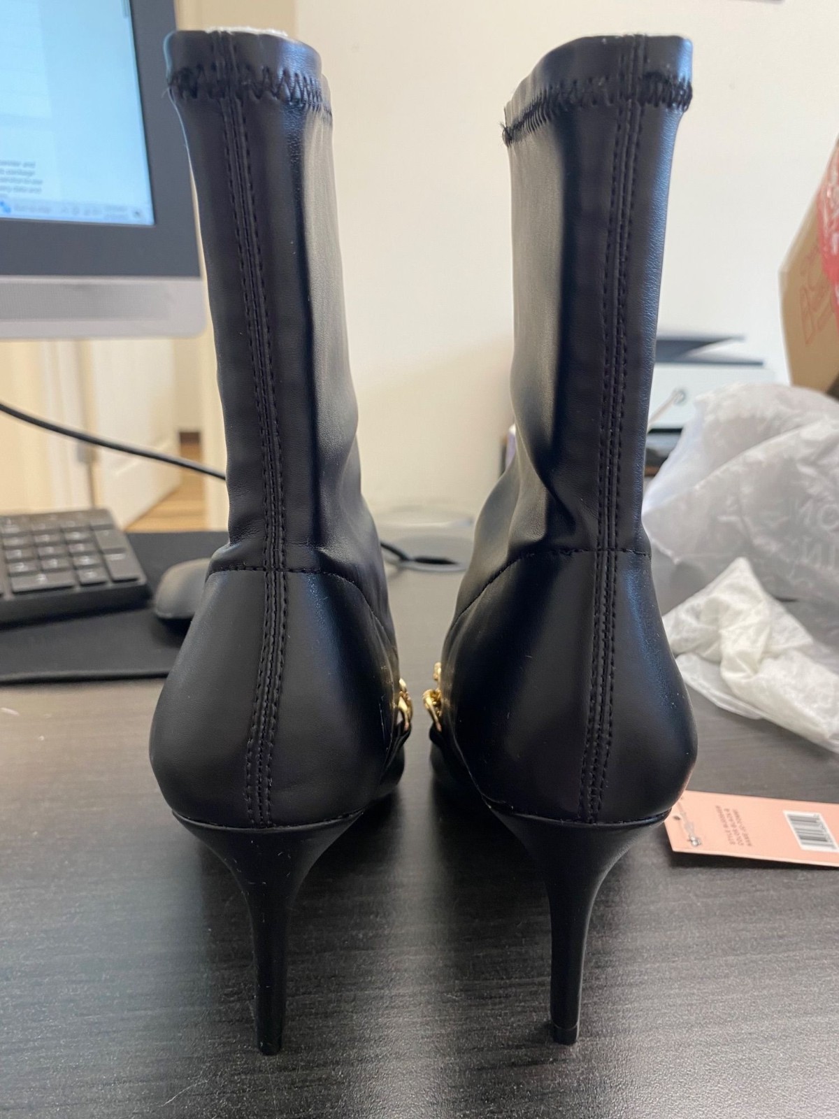 Juicy Couture Womens Pointed Toe Heel Ankle Booties Shoes Black Size 8 Defected