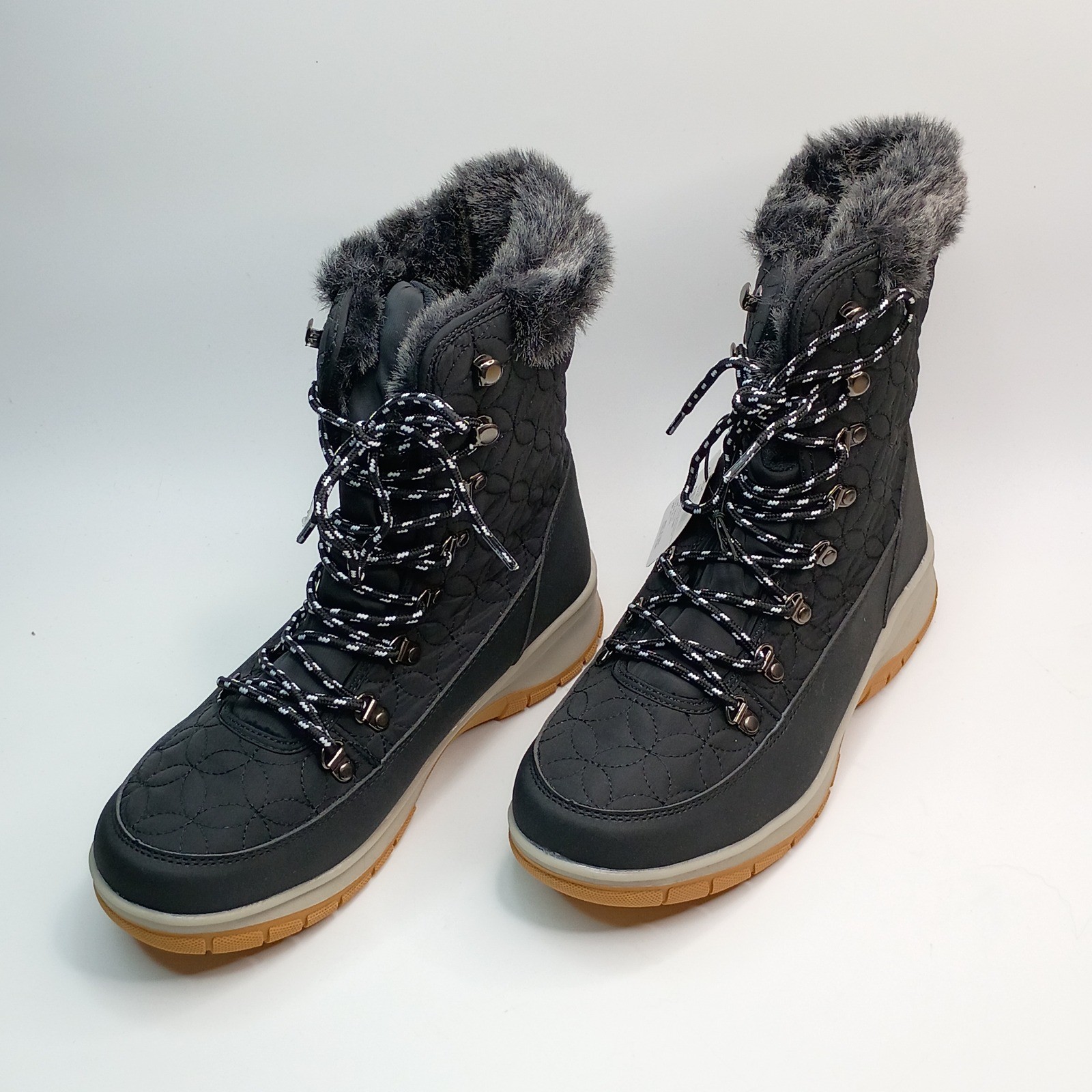 Chooka Belltown Mid Faux Fur Boots Women Size 10 Black Insulated Winter Boots
