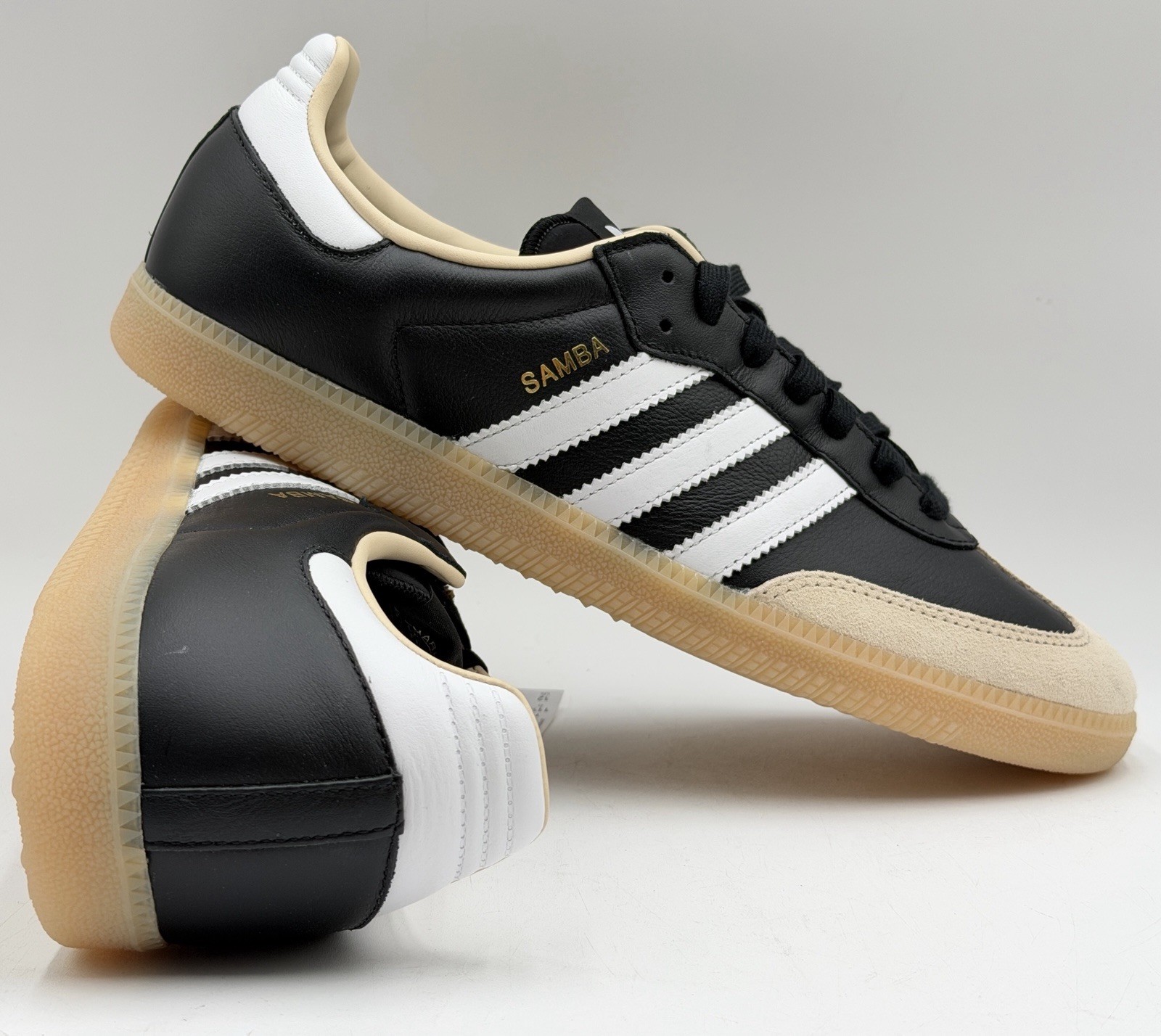 NEW ADIDAS SAMBA ORIGINALS Casual Sneakers Shoes Men’s SZ 12 Black White Gum