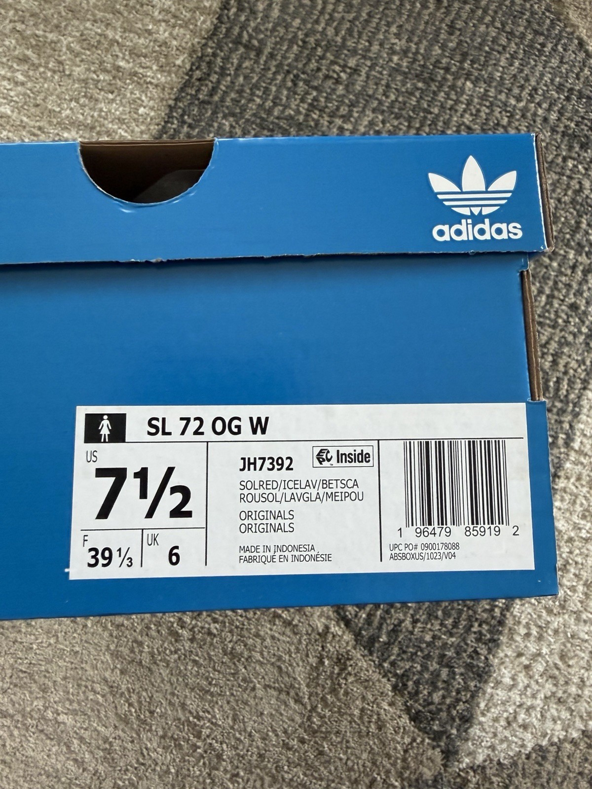 Women’s adidas SL72 OG Solar Red JH7392 Size 7.5 NIB