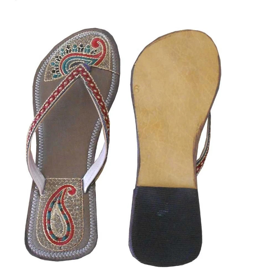 Women Slippers Traditional Handmade Leather Indian Footwear Flat US 6