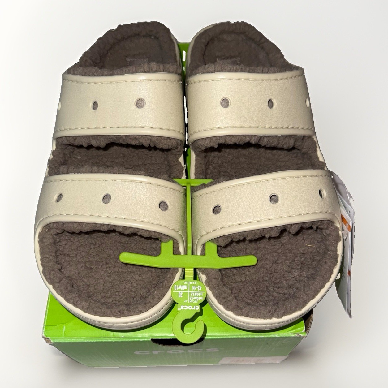 NWT Crocs Classic Cozzzy Sandal Bone Mushroom Fleece Lined Unisex M10 W12 207446