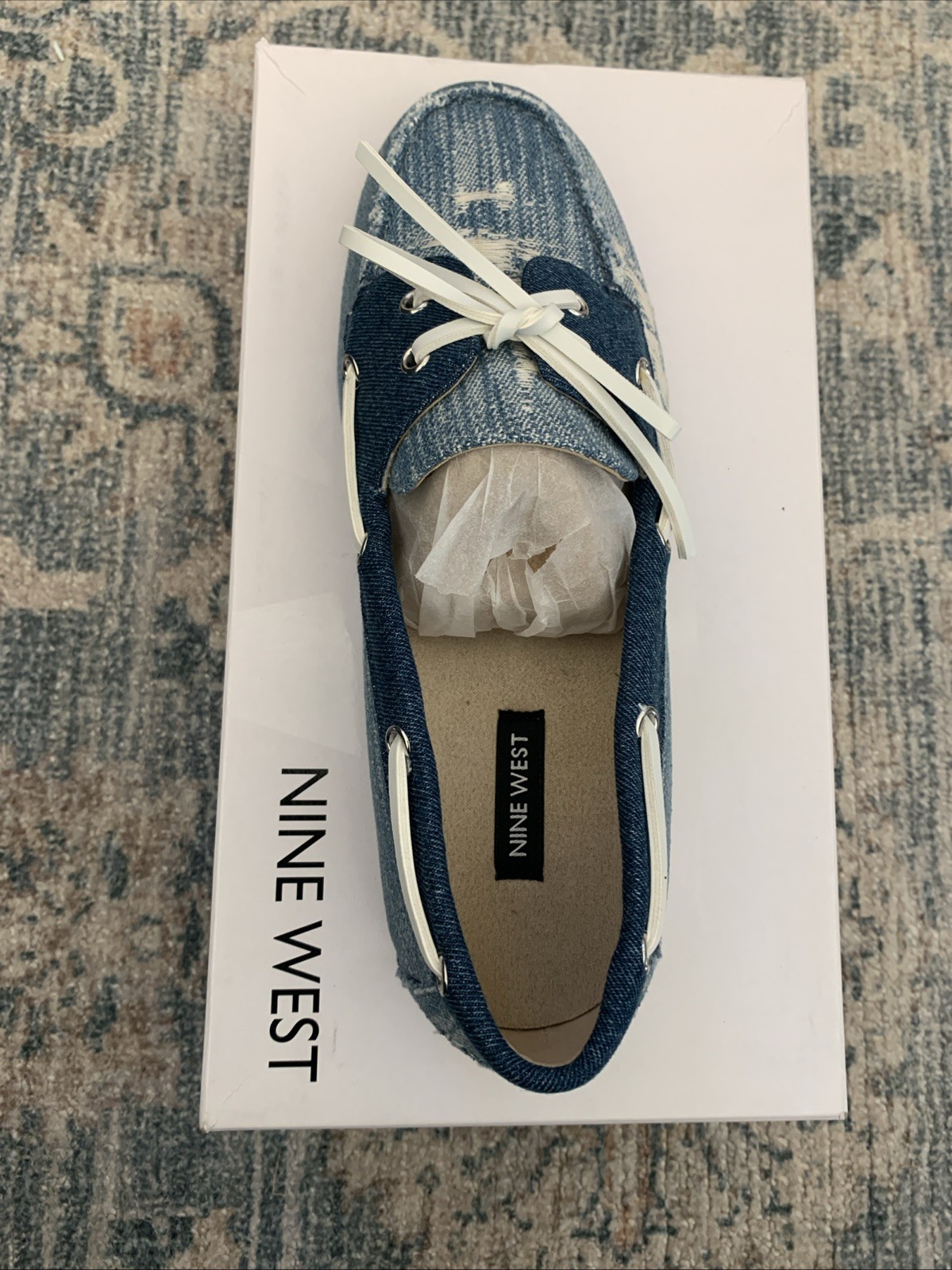 Woman’s Flats Nine West Yacht Loafer Medium Blue 420 Size 10 M