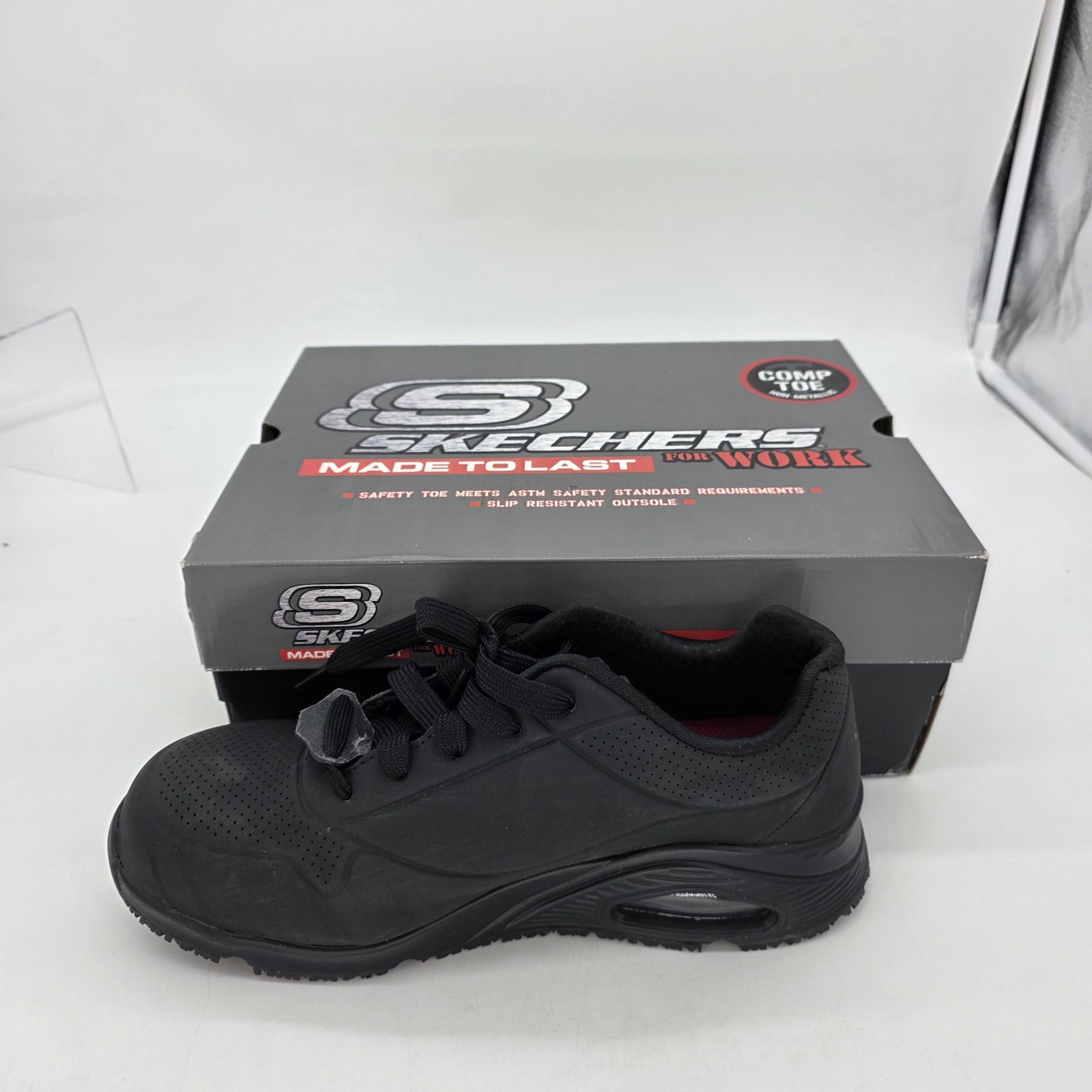 Skechers Uno Deloney Shoes Womens Size 8.5 Wide Comp Toe Slip Resistant 108101W