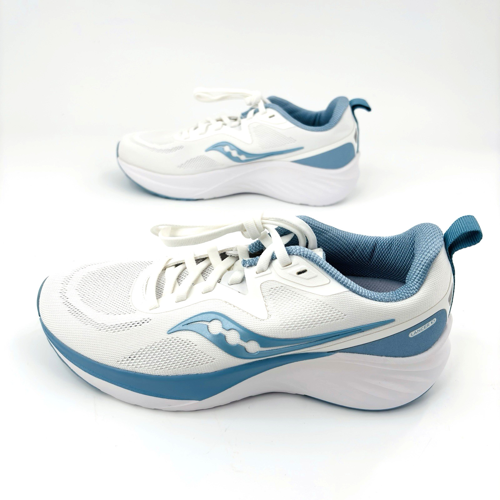 Womens 7 Saucony Lancer 3 Form Fit 8mm Athletic Shoes Sneakers White Blue S18226
