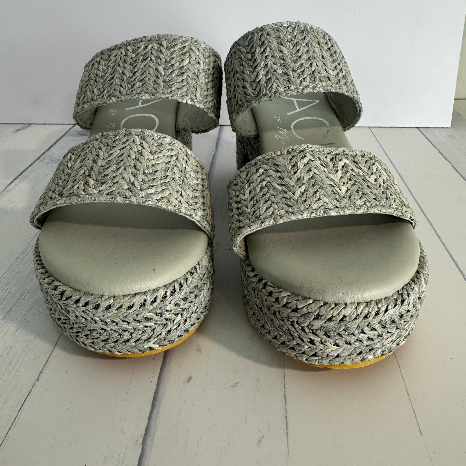 BEACH Matisse Ocean Ave Braided Platform Block Heel Sandals Grey Size 6M NWOB
