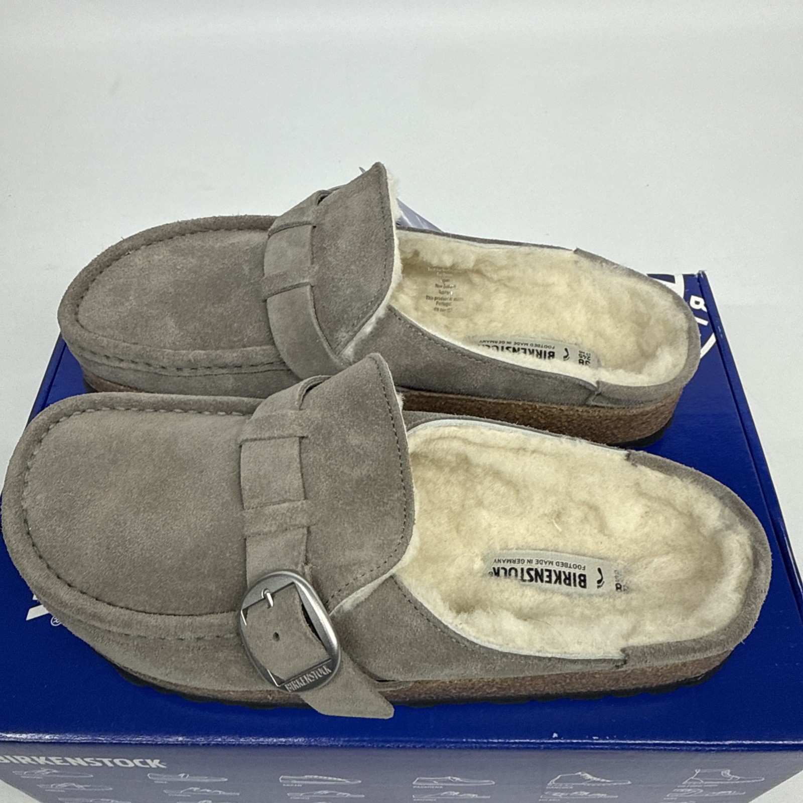 Birkenstock BUCKLEY Shearling Suede STONE COIN Clog Narrow Size 38 – US 7 L – M5