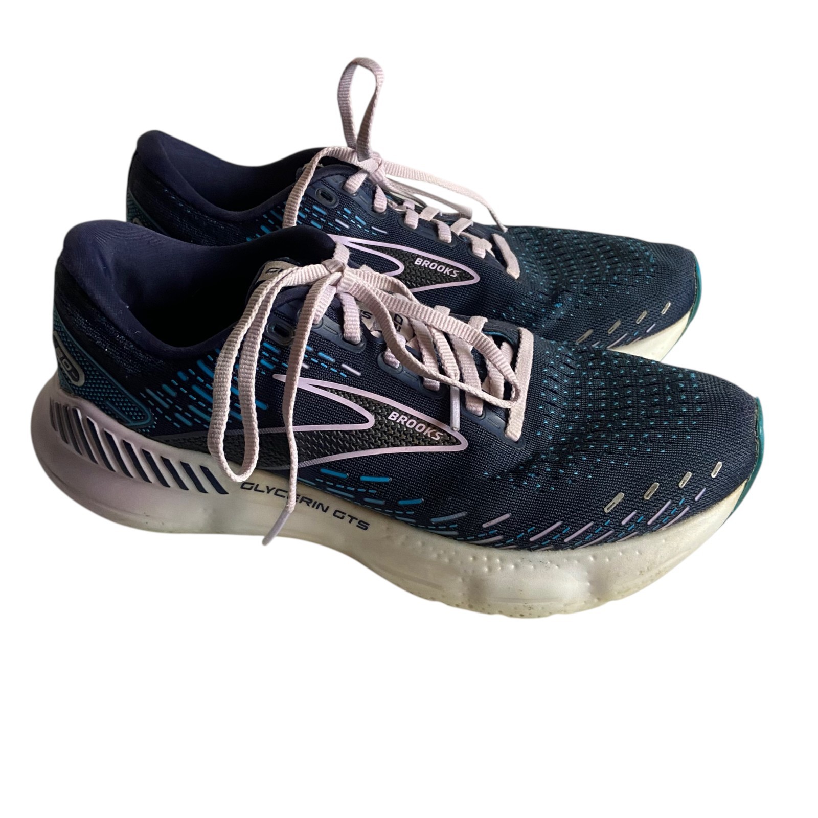 Brooks Women’s Size 8 Glycerin GTS 20 Running Shoes Navy Blue Lilac Gym Active