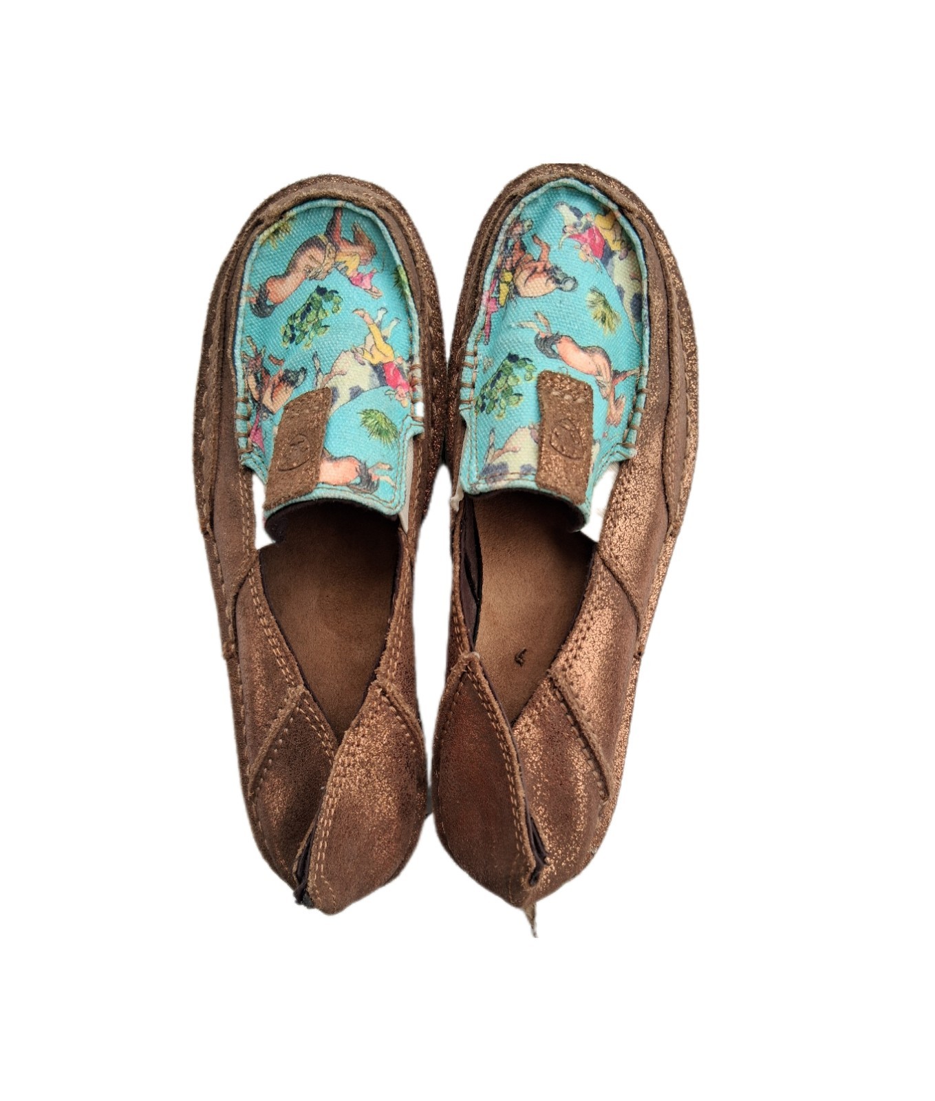 Ariat Cruiser Slip On Shoes 7.5 B Western Rodeo Cowgirl Turquoise Copper Leather