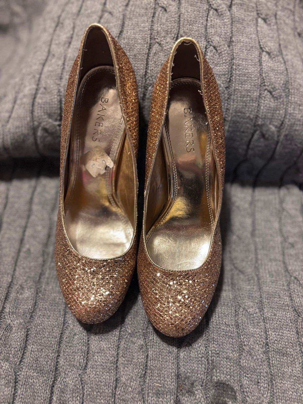 Sparkly gold stiletto heels