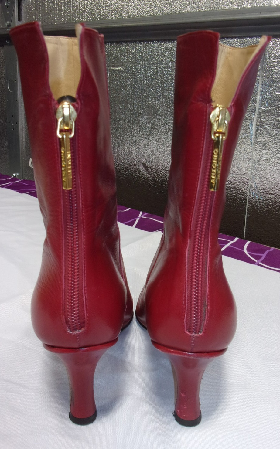DESIGNER ANTONIO MELANI GLOVE FIT ZIP POINTED TOE HEEL RED BOOTS WOMEN’S 9M