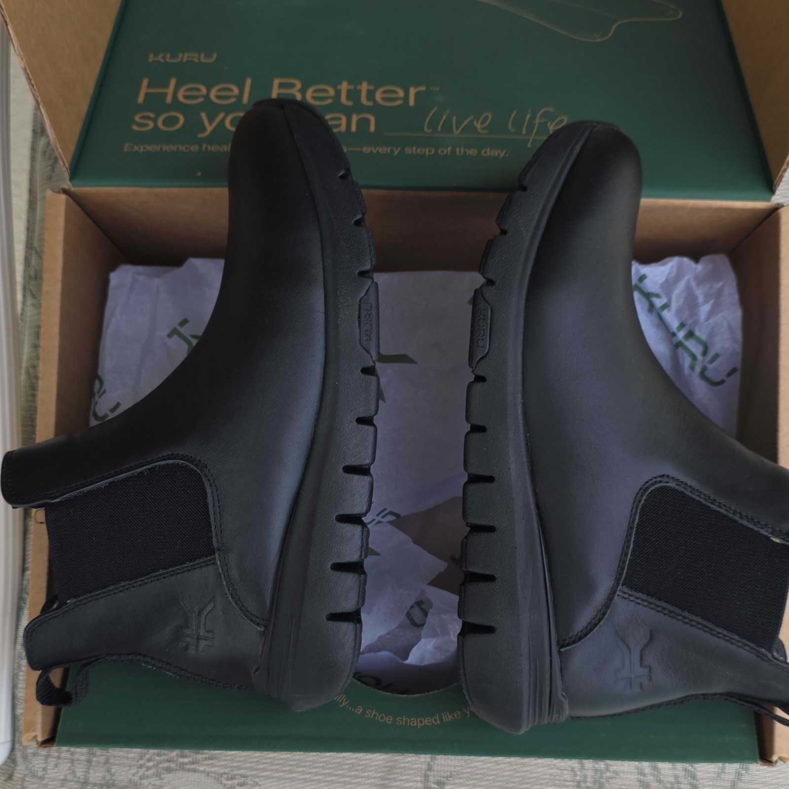 KURU Flex Astra Women’s Black Leather Ankle Bootie Pull-On US 9 Medium