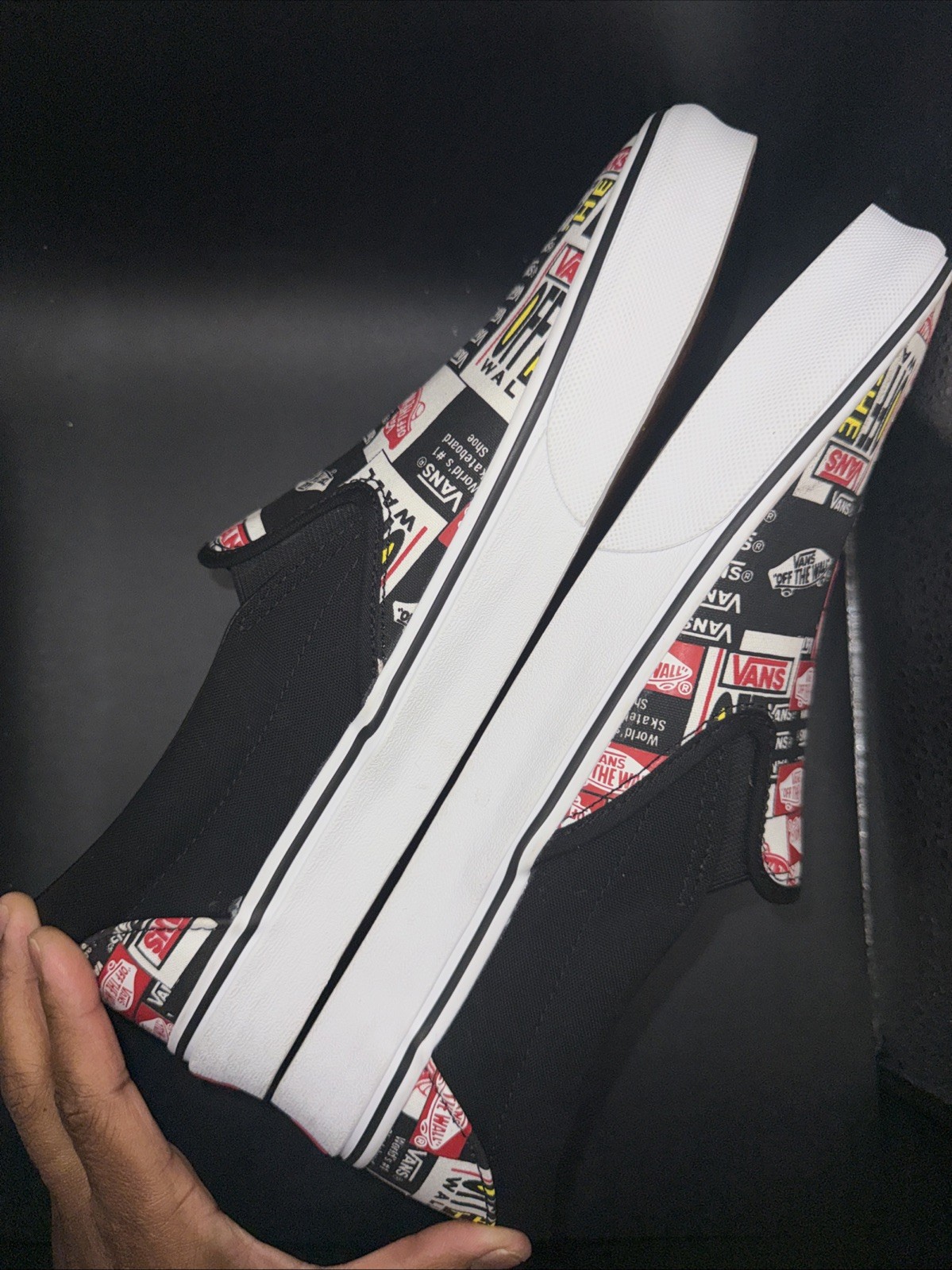 Size 11.5 – VANS Classic Slip-On Label Mix, VN0A4BV3V9A, New Without Box!