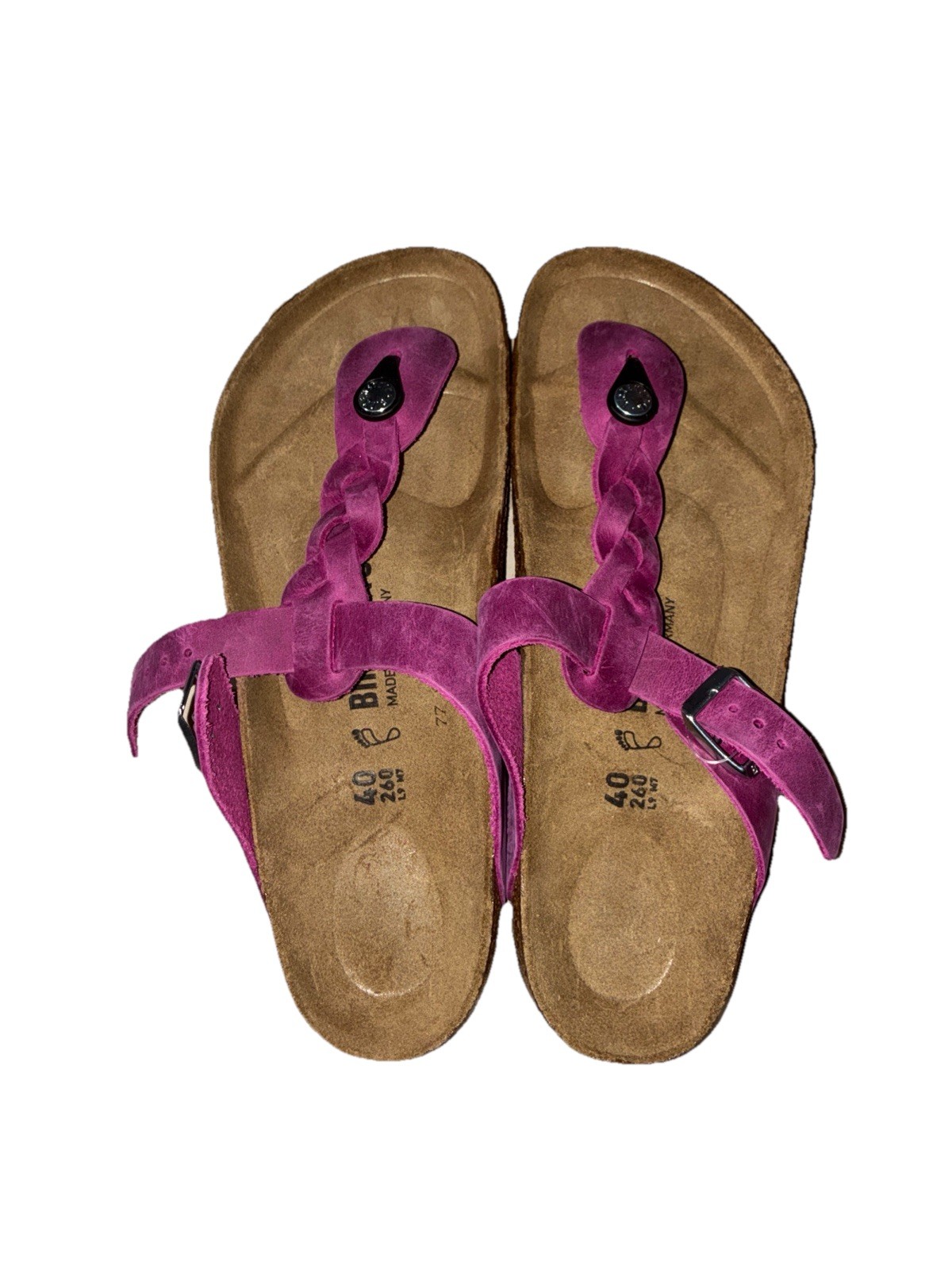 38 R Birkenstock Gizeh Braided Festival Fuchsia Oiled Leather Regular NWOB