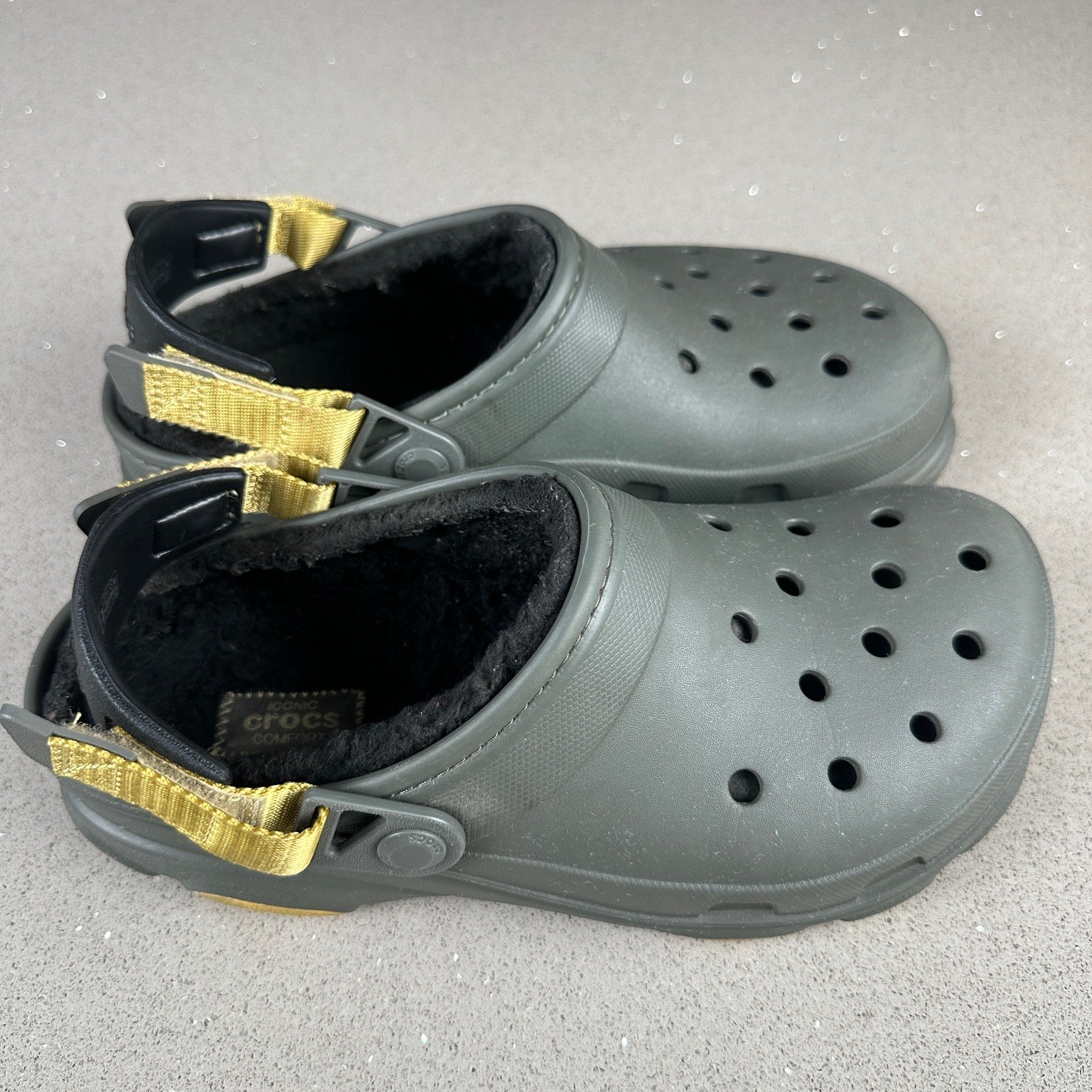 CROCS Mens 6 Womens 8 ALL-TERRAIN LINED CLOG DUSTY OLIVE Adjustable Heel Strap