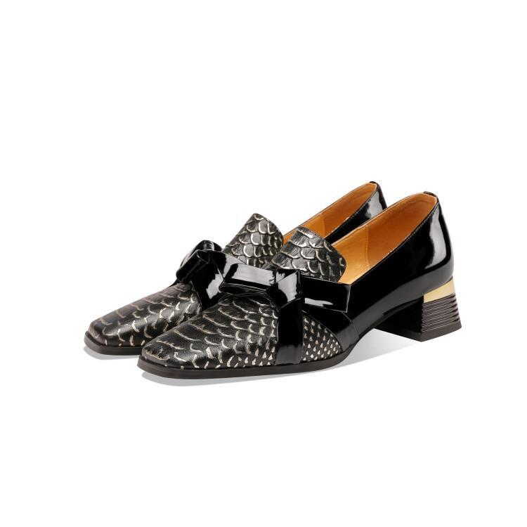 Women’s Fashion Formal Business Bowknot Snakeskin Elegant Pull On Date Shoes OL