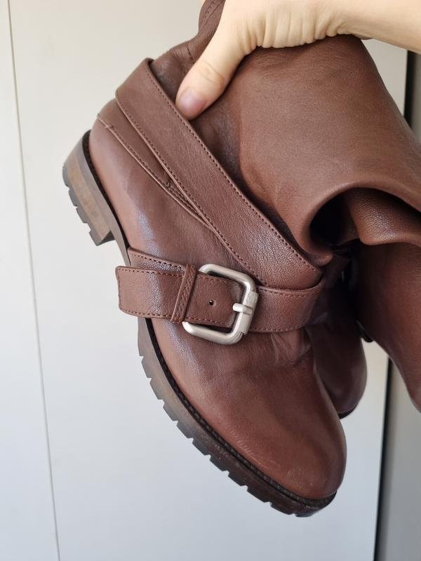 Women navy boot boots brown leather 36 #B9OM