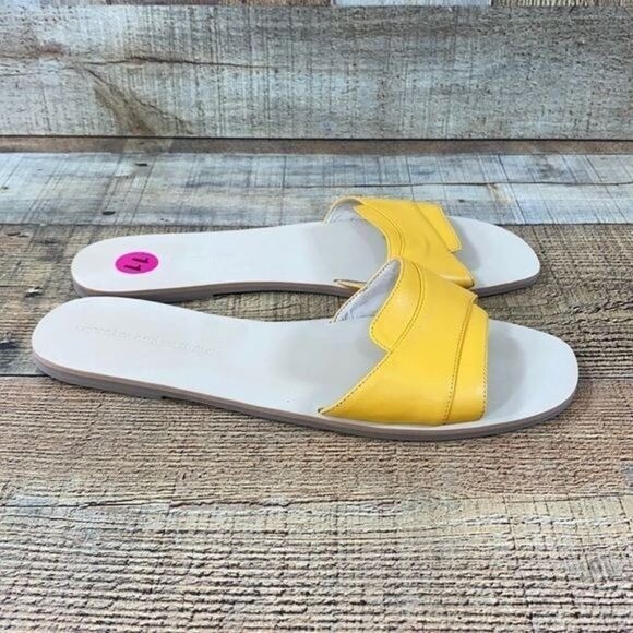 Cupcakes and Cashmere Farella Slide Sandal Womens 11 M Yellow Leather Flats