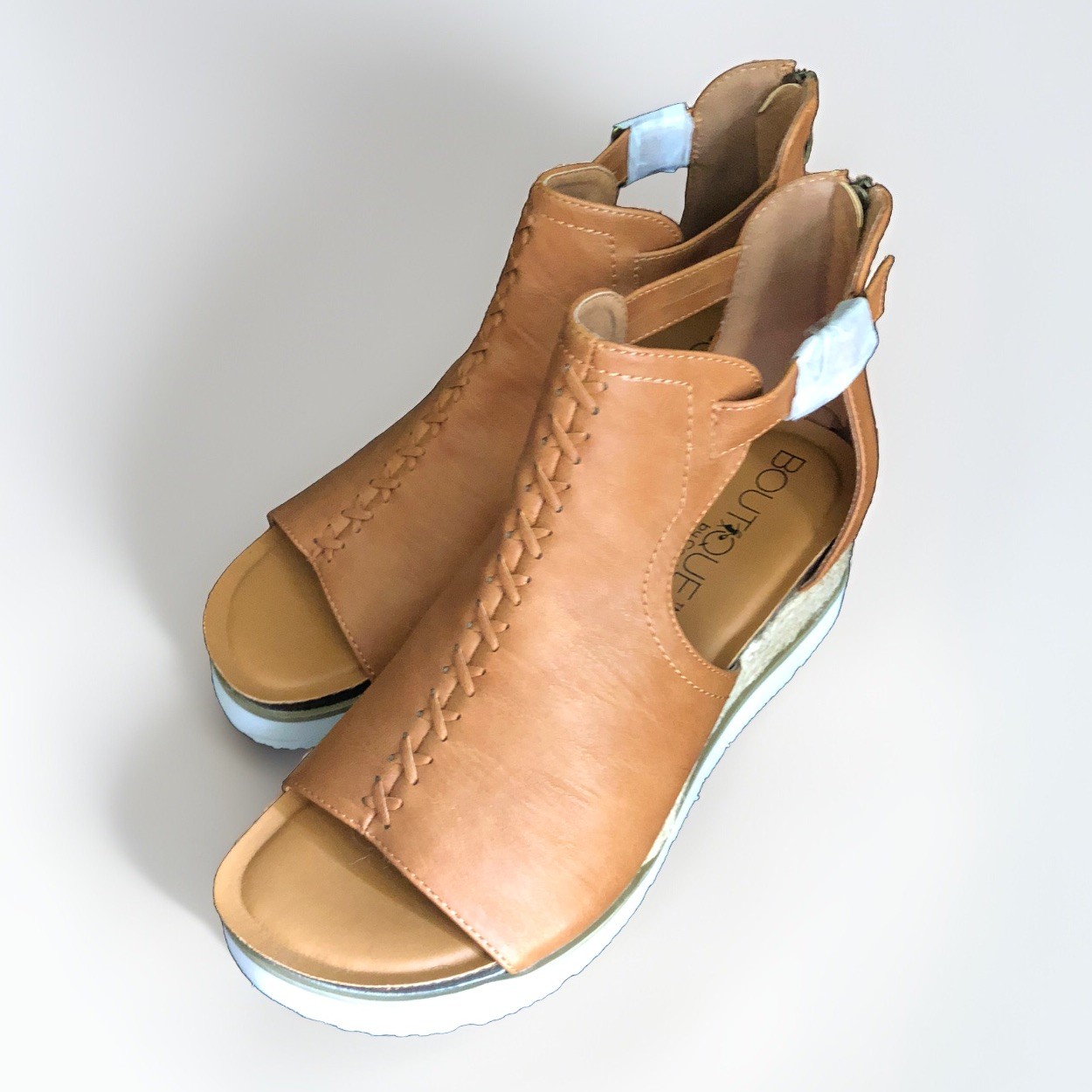 Womens size 10 Boutique by Corkys Sugar City cognac wedge sandals NIB