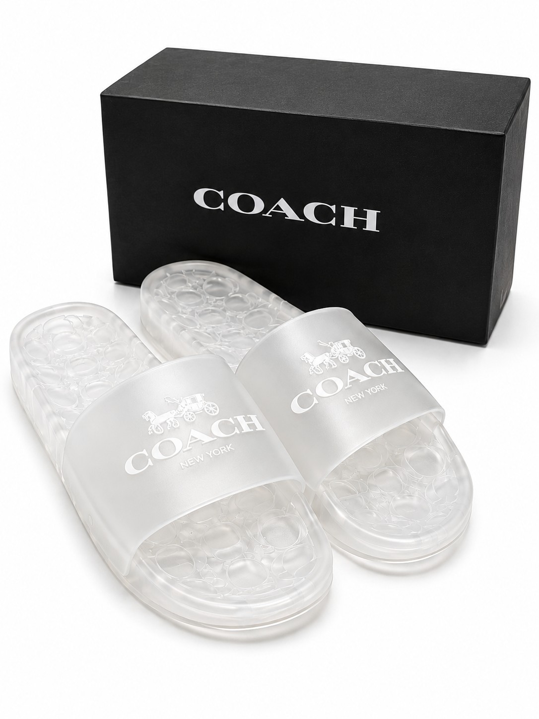 COACH Ulyssa Clear Water-Resistant Jelly Rubber Slip-On Women Slides Size 9 NIB