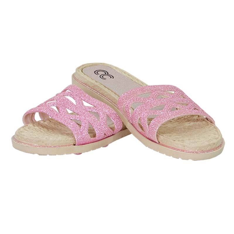 Women’s Summer Sandals Glitter Flat Slipper Slides Slip-On Sequin Beach Shoes