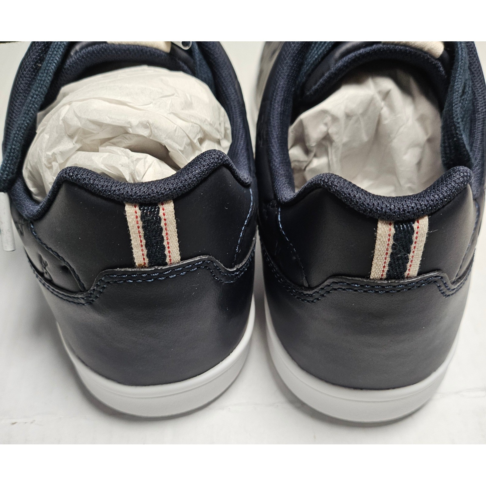 ED Ellen DeGeneres Chaboss Navy Blue Leather Embossed Animal Sneakers Womens 11W