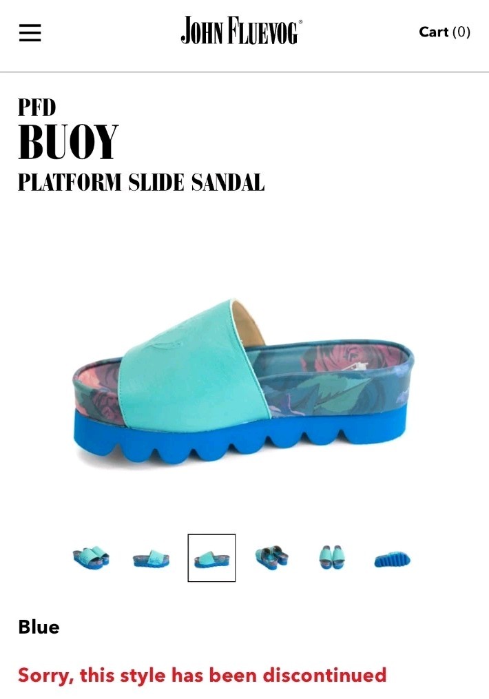 JOHN FLUEVOG signed platform teal and blue slide sandal shoes BUOY SIZE 10. EUC!