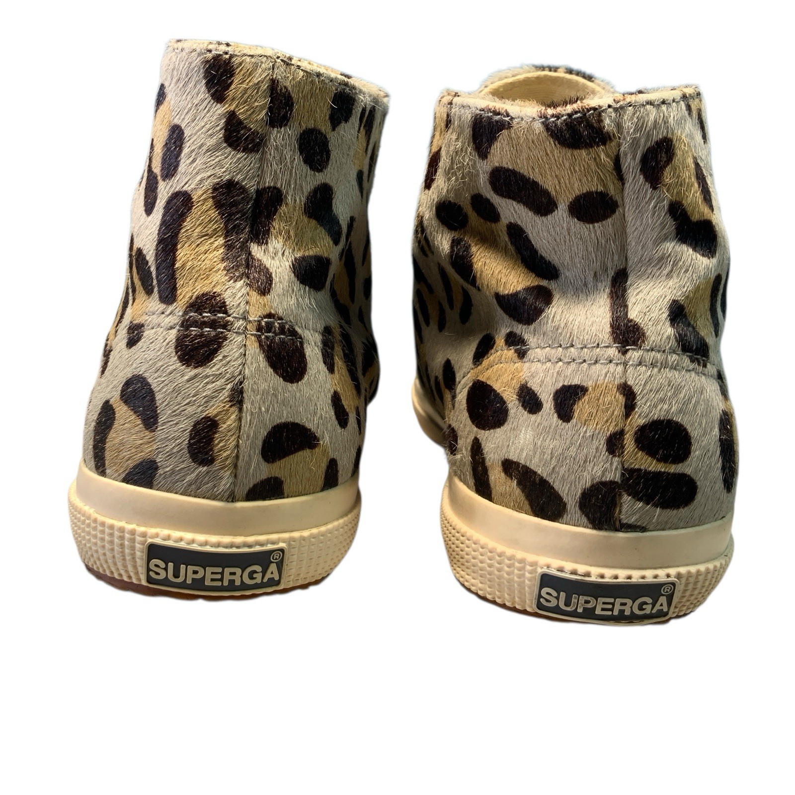 Superga Women’s Size 7 Sneakers Horse Hair Leopard Cheetah Print Shoes Hightop