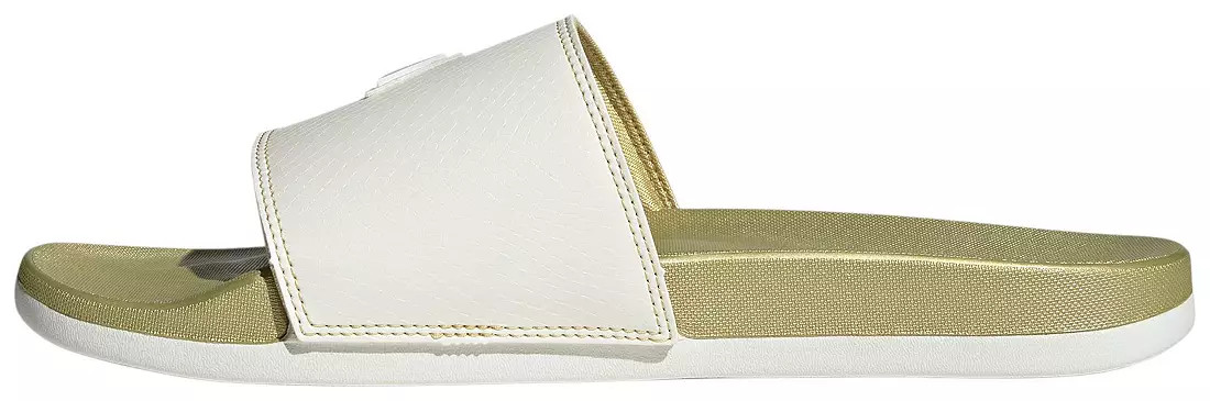 Adidas Adilette Comfort Slides White/Gold Slip On Slides Unisex Adults