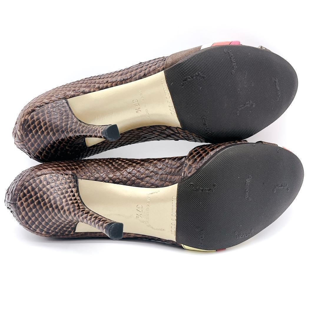 EMILIO PUCCI Python Pumps Heel Pucci-print scarf Open-toe sandal EU 37.5 /UK 4.5