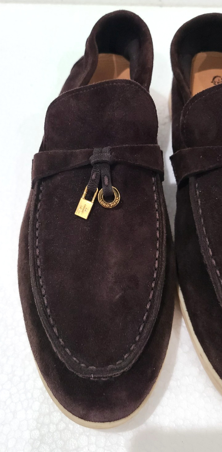 Loro Piana Dark Brown Suede Summer Charms Walk Loafers Size EU 40 US 9.5