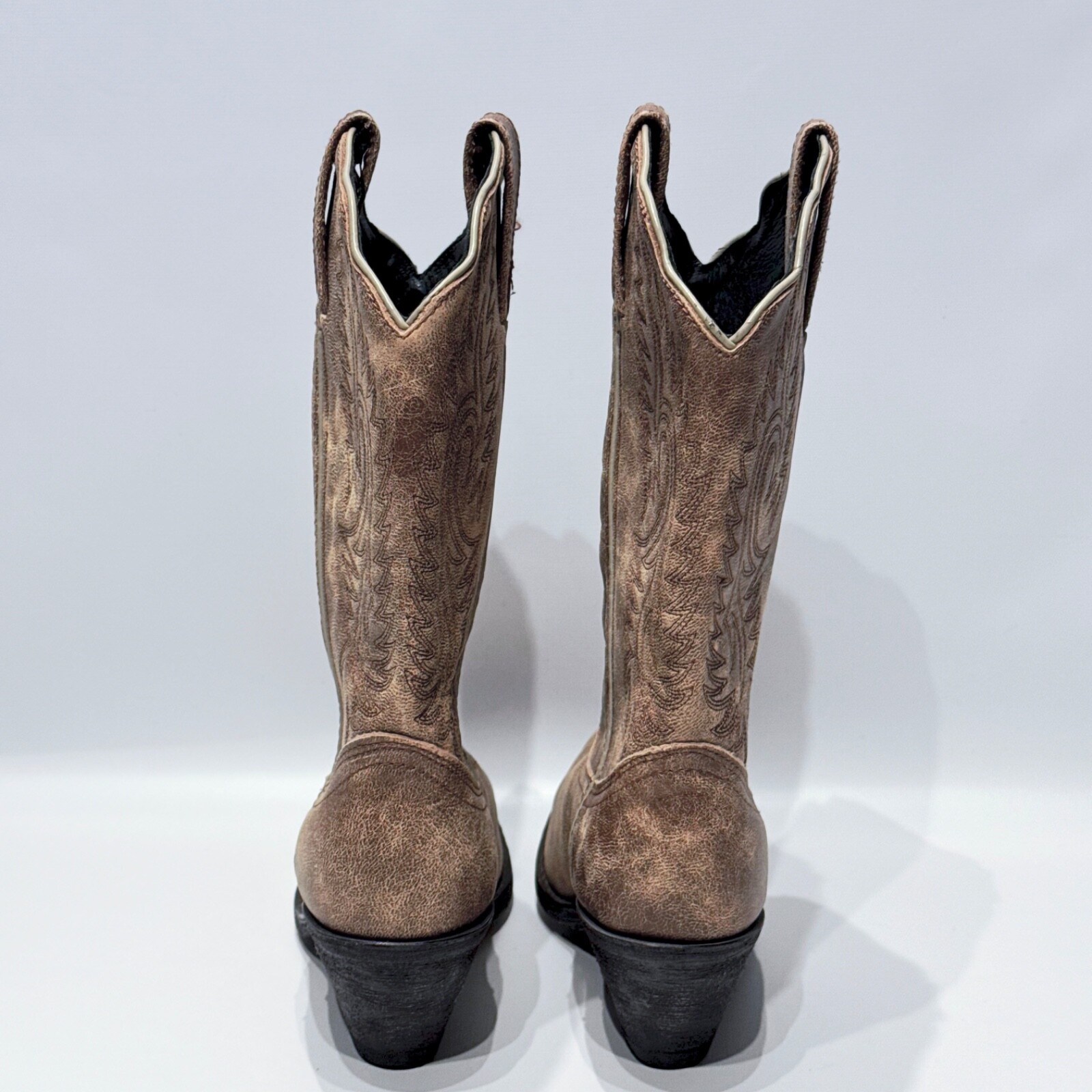 NWOB Rockin’ Country Brown Leather Cowgirl Western Boots Snip Toe Women Size 7M