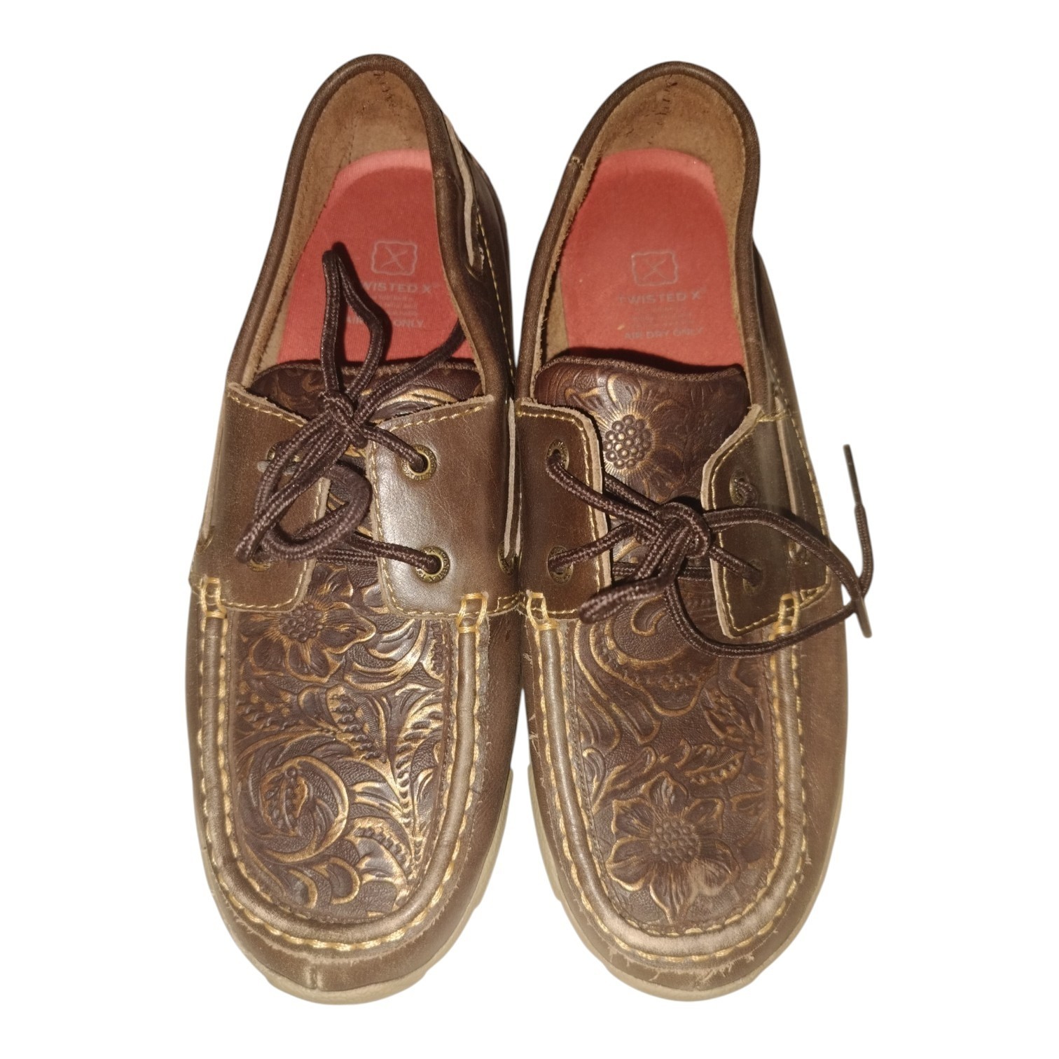 twisted X Tooled Leather Boat shoes womens 8.5